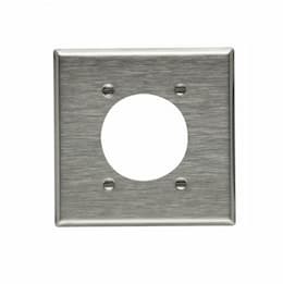 Standard Power Outlet, 2-Gang,  2.15" Hole, Stainless Steel