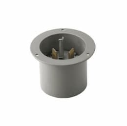 30 Amp Flanged Inlet Connector, NEMA 10-30P, Grey