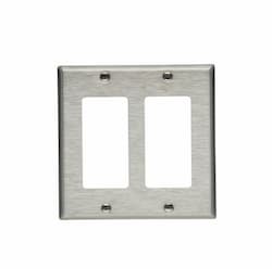 Eaton Wiring 2-Gang Decora Wall Plate, Standard Size, Steel