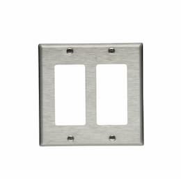 2-Gang Decora Wall Plate, Standard Size, Steel