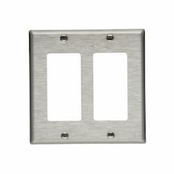 2-Gang Decorator GFCI Wall Plate, Standard, Stainless Steel