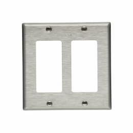 2-Gang Decorator GFCI Wall Plate, Standard, Stainless Steel