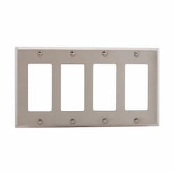 4-Gang Decora Wall Plate, Standard Size, Steel