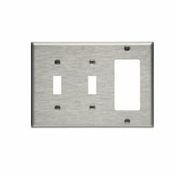 3-Gang Toggle & Decora Wall Plate, Standard, Steel