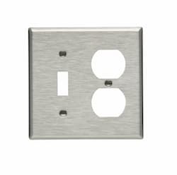 2-Gang Toggle & Duplex Wall Plate, Standard, Steel