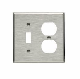 2-Gang Toggle & Duplex Wall Plate, Standard, Steel