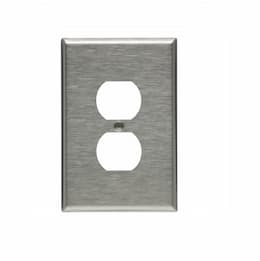 Eaton Wiring Oversize Duplex Wallplate, 1-Gang, Stainless Steel