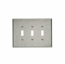 3-Gang Toggle Switch Wall Plate, Oversize, Steel