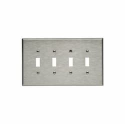 4-Gang Toggle Switch Wall Plate, Oversize, Steel