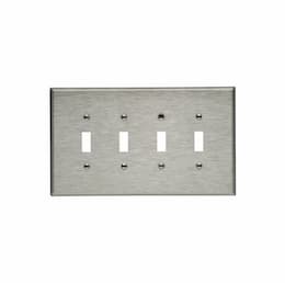 4-Gang Toggle Switch Wall Plate, Oversize, Steel