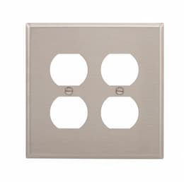 2-Gang Duplex Wall Plate, Mid-Size, Steel