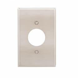 Mid Size Single Receptacle Wallplate, 1.4" Hole, Stainless Steel