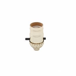 Eaton Wiring 660W Lamp Holder, Medium Base, Aluminum, Push Through Switch, Brass