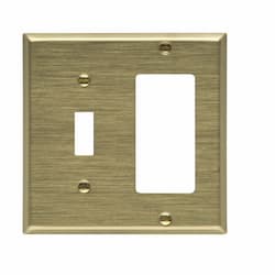 2G Wallplate, Brass Combination Toggle/Decorator, Standard Size