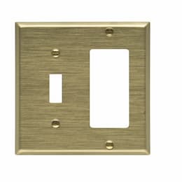 2G Wallplate, Brass Combination Toggle/Decorator, Standard Size