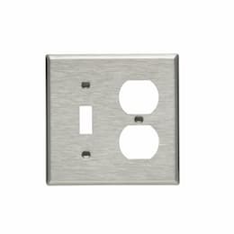 2G Wallplate, Brass Combination Toggle/Duplex, Standard size