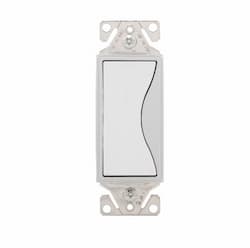 15 Amp Designer Light Switch, Single Pole, White Satin
