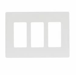 3-Gang Screwless Wall Plate, Mid-Size, White Satin