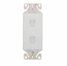 Phone Jack Insert, Double, White Satin