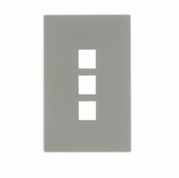 3-Port Modular Wall Plate, Mid-Size, Silver Granite