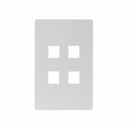 4-Port Modular Wall Plate, Mid-Size, White Satin