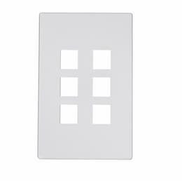 6-Port Modular Wall Plate, Mid-Size, Silver Granite