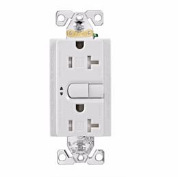 20 Amp GFCI Receptacle, Tamper Resistant, White Satin