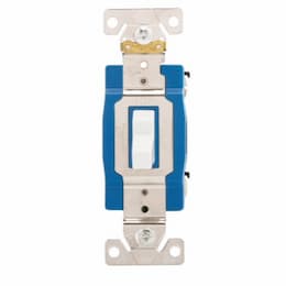 15 Amp Toggle Switch, Single-Pole, Industrial, White