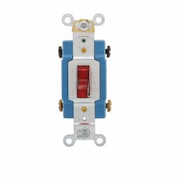 Eaton Wiring 15 Amp Toggle Switch, Double-Pole, Industrial, Red