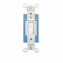 15 Amp Toggle Switch, 3-Way, Industrial, White