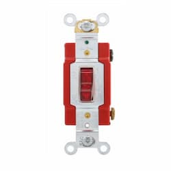 20 Amp Toggle Switch, Single-Pole, Pilot Lighted, Red