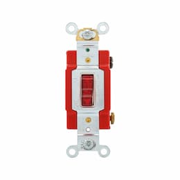 20A Modular Toggle Switch, Pilot Light, Single Pole, #14-#10 AWG, 120V/277V, Red