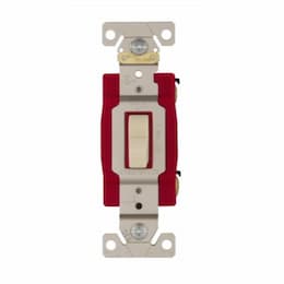 20 Amp Toggle Switch, Single-Pole, Industrial, Ivory