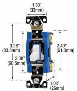 20A Modular Toggle Switch, Single Pole, #14-#10 AWG, 120V/277V, White