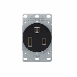 Eaton Wiring 50A Power Receptacle w/ Short Strap, 2-Pole, 3-Wire, 250V, Black