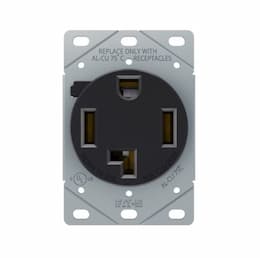 30A Flush Mount Power Receptacle, 3-Pole, 4-Wire, 125V/250V, Black