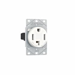 30A Power Receptacle, 3-Pole, 4-Wire, 125V/250V, White