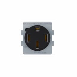 50A Power Receptacle w/ Short Strap, 3-Pole, 4-Wire, 125V/250V, Black