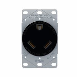 30A Flush Mount Power Receptacle, 2-Pole, 3-Wire, 125V, Black