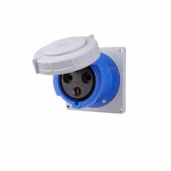 100A/125A Pin & Sleeve Receptacle, 2-Pole, 3-Wire, 200V-250V, Blue