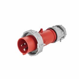 20 Amp Pin and Sleeve Plug, 2-Pole, 3-Wire, 480V, Red