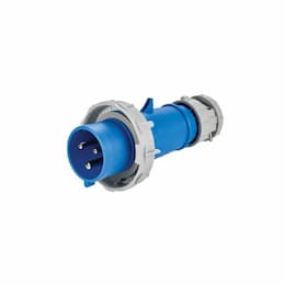 30A/32A Pin & Sleeve Plug, 2-Pole, 3-Wire, 200V-250V, Blue