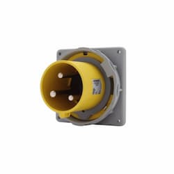 60 Amp Pin and Sleeve Inlet, 2-Pole, 3-Wire, 125V, Yellow