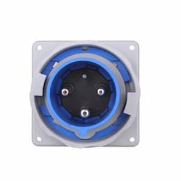 60A/63A Pin & Sleeve Inlet, 2-Pole, 3-Wire, 200V-250V, Blue