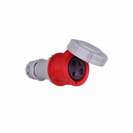 60 Amp Pin and Sleeve Connector, 2-Pole, 3-Wire, 480V, Red