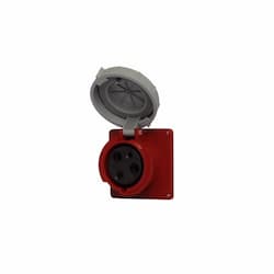 Eaton Wiring 60 Amp Pin and Sleeve Receptacle, 2-Pole, 3-Wire, 480V, Red