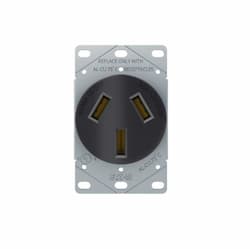 50A Flush Mount Power Receptacle, 3-Pole,4 Wire, 125V/250V, BK