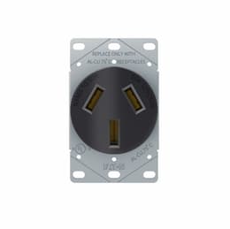 30A Power Device Receptacle, 3-Pole, 3-Wire, 125V/250V, Black