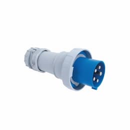 100 Amp Pin and Sleeve Plug, 3-Pole, 4-Wire, 250V, Blue