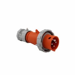 20 Amp Pin and Sleeve Plug, 3-Pole, 4-Wire, 250V, Orange